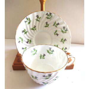 Vintage Aynsley Bone China Cup & Saucer Set Scottish Thistle 15287 - England